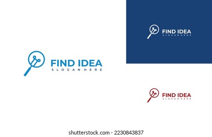 
Minimalistic idea search icon with magnifying glass. light bulb with magnifying glass logo concept