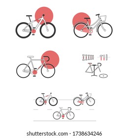 minimalistic illustration of bicycles for the whole family