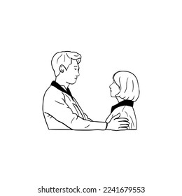 minimalistic illustration of a couple in love, line art couple