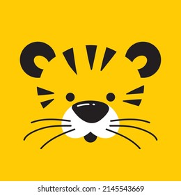 Minimalistic illustration with a cute tiger