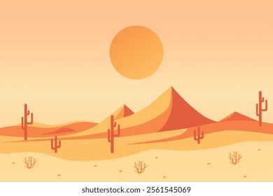 minimalistic illustration of desert flat vector