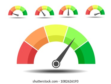 minimalistic illustration of different rating meters, customer satisfaction concept, eps10 vector