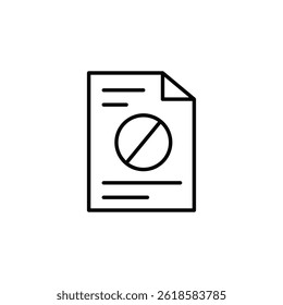 Minimalistic Illustration Displaying a Restricted Document in Outline Style