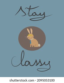 a minimalistic illustration of a fancy rabbit