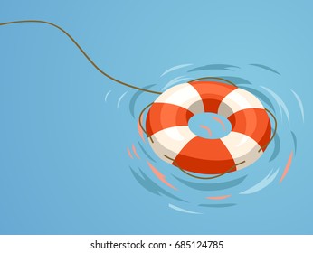 Minimalistic Illustration Featuring an Orange Floater Set Against a Blue Background