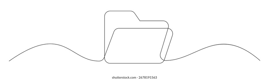 A minimalistic illustration of a file folder using continuous line art style, perfect for representing technology and organization.