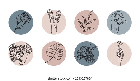ilustración minimalista con elementos florales. Arte moderno