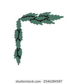 A minimalistic illustration of green leaves arranged at a right angle on a white background, emphasizing simplicity and natural design. Perfect for botanical, nature, or art themes