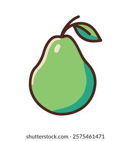 A minimalistic illustration of a green pear, representing freshness, health, and wholesome nutrition. A great way to highlight healthy food choices