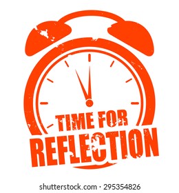 minimalistic illustration of a grungy clock with time for Reflection text, eps10 vector