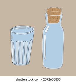 minimalistic illustration hand-drawn nice colors water. drinking water every day is good