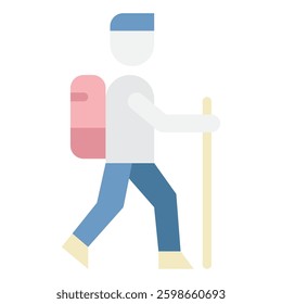 A minimalistic illustration of a hiker in motion, suitable for outdoor activity themes.