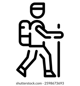 A minimalistic illustration of a hiker in motion, suitable for outdoor activity themes.