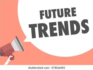 ilustración minimalista de un megáfono con texto Tendencias futuras en una burbuja de voz, vector eps10