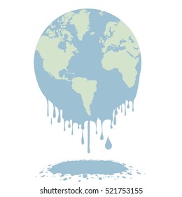 minimalistic illustration of a melting earth, global warming concept, eps10 vector