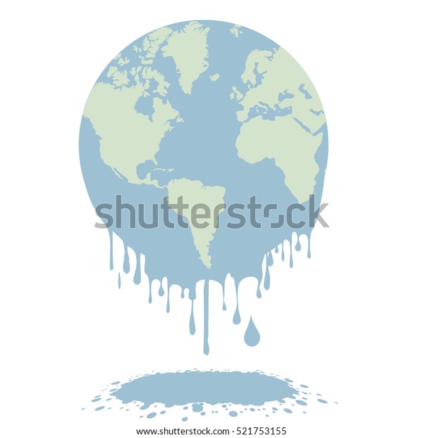 溶ける地球のミニマリズム的なイラスト 地球温暖化のコンセプト Eps10のベクター画像 のベクター画像素材 ロイヤリティフリー 521753155