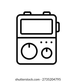 Minimalistic illustration of a multimeter with dials and screen
