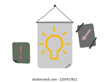 Minimalistic illustration on the theme of advertising and inspiration. light bulb idea