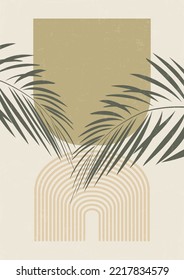Minimalistic Illustration with palm leaves poster.