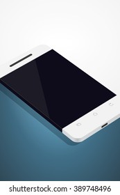 Minimalistic illustration of phone in flat style. perspective view. Mockup generic smartphone. Template for infographics or presentation UI design