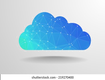 minimalistic illustration of polygon cloud with wireframe, eps10 vector