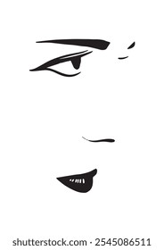 minimalistic illustration portrait, fine line vector, beauty fashion aesthetic