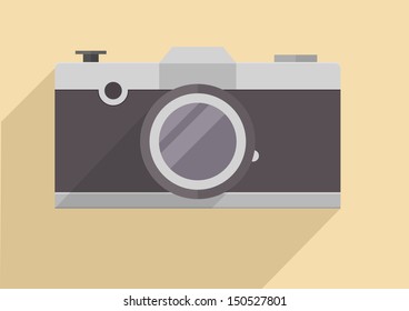 minimalistic illustration of a retro style camera