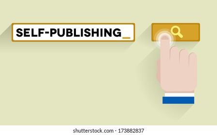 minimalistic illustration of a search bar with self-publishing keyword and associations, eps10 vector