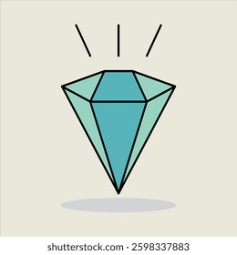 Minimalistic Illustration of a Shiny Diamond Gemstone in Modern Design Art