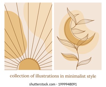 minimalistic illustration with sun and moon