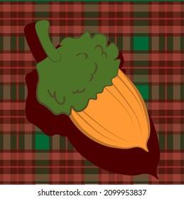 Minimalistic illustration of a vector acorn
simple background in retro style. Cute cartoon natural berry pattern.