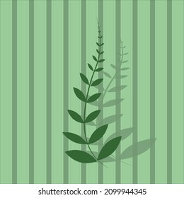 Minimalistic illustration of a vector green leaf. simple background in retro style. Cute cartoon nature drawing.