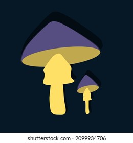 Minimalistic illustration of a vector mushroom. simple background in retro style. Cute cartoon nature drawing.