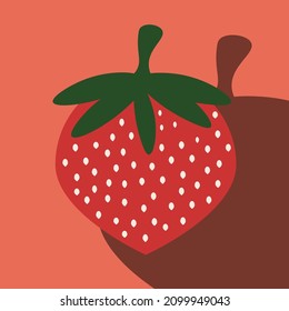 Minimalistic illustration of vector strawberries simple background in retro style. Cute cartoon natural berry pattern.