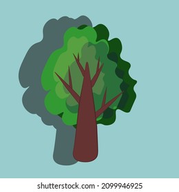 Minimalistic illustration of vector tree simple background in retro style. Cute cartoon nature drawing.