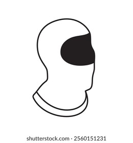 Minimalistic image of a balaclava with a darkened eye area on a white background.