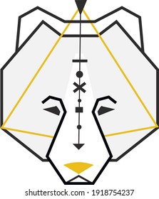 Minimalistic image of a bear in the Scandinavian style. The lineart technique is used in the work.