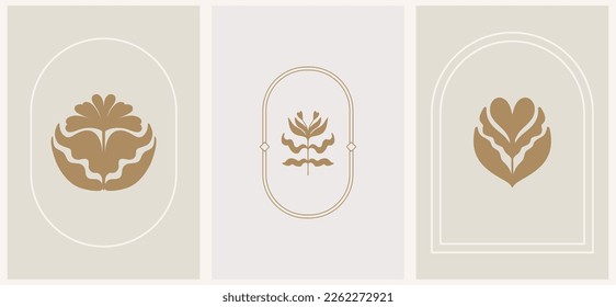 Minimalistic image of flowers in the form of a heart. Logo template for packaging, cosmetics, handicrafts, beauty products, etc.