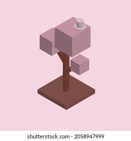 minimalistic image of sakura in a hat in isometric