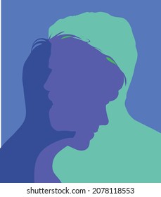 A minimalistic image of two gay men from the LGBT community. Vector graphics.