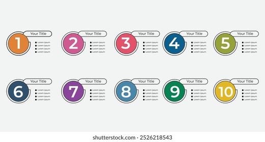 minimalistic infographic with numbers from 1 to 10 Process Flow, Timeline, and Project Overview Template