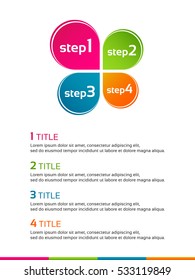 Minimalistic infographic template with colored leaf clover with four steps and texts for your business project and documents