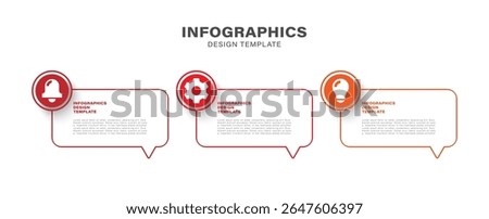 Minimalistic infographic template with three options. Speech bubble infographic mockup with icons