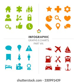 Minimalistic Infographic Vector icon collection - flat design style, part 8 of my infographic bundle
