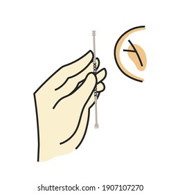 Ilustración vectorial infográfica minimalista sobre la higiene del oído.