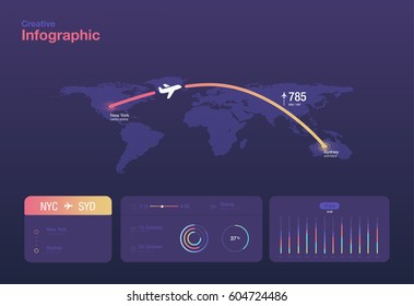 Minimalistic infographics of air travel