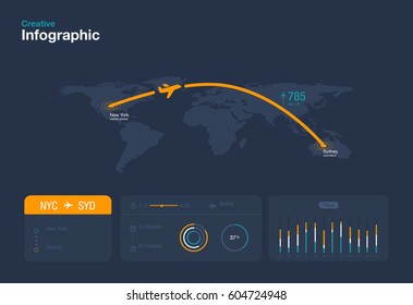 Minimalistic infographics of air travel