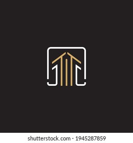 minimalistic initial JT logo shaped like house