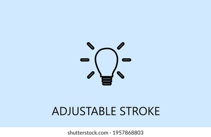 minimalistic innovation light icon, logo or symbol with fully ajustable strokes