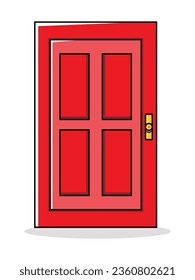 A minimalistic and inviting vector illustration featuring a classic red door